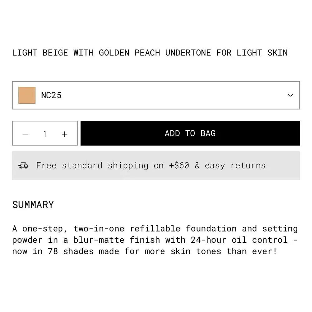 NEW Studio Fix Powder Plus Foundation NC25 Lite skin- Lite beige-peach tone NIB